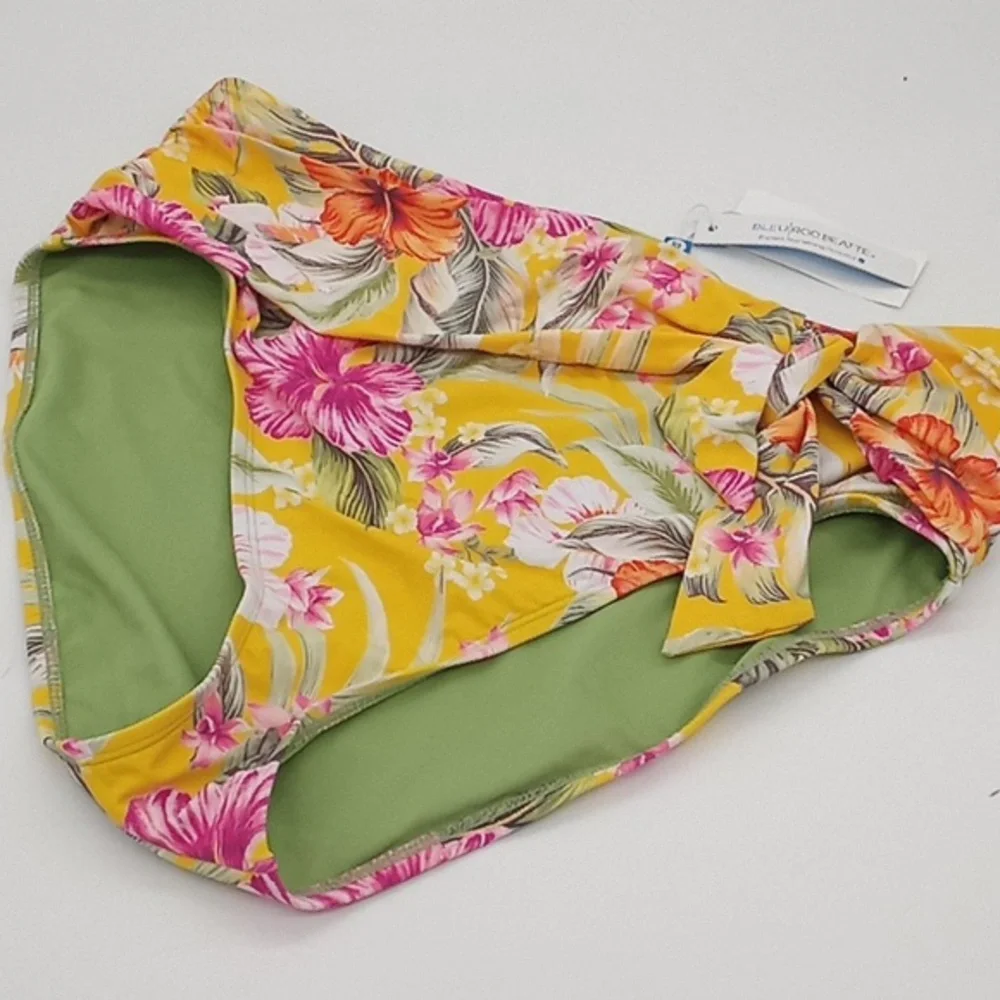 BLEU Rod Beattie Paradiso High Waist Draped Side-Tie Bikini‎ Bottom Canary 14